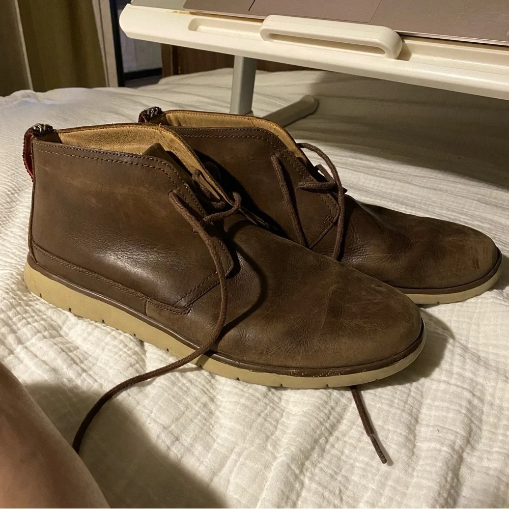 UGG freamon brown leather chukka boots 11.5 dress treadlite energ waterproof